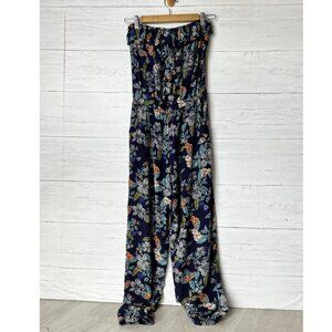 Angie Jumpsuit Womens Size Small Colorful Floral Ruffles Strapless Summertime